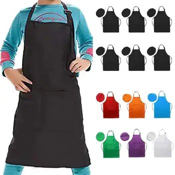 

6Pcs Kids Chef Hat Apron Set Art Painting Cooking Baking Pretend Play Costume