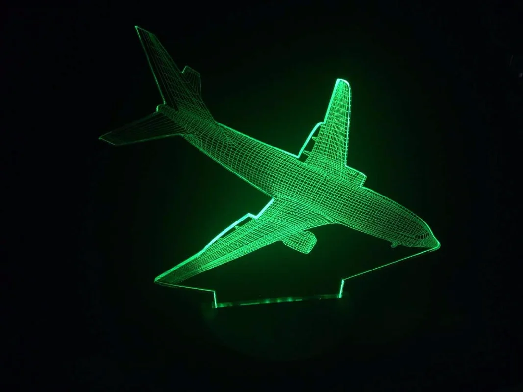 Самолета 3D ночник удаленного коммутатора USB 7 цветов самолета настольная лампа
