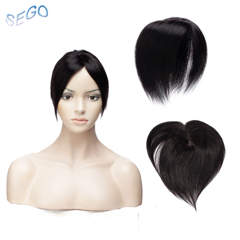 SEGO 6 Inches 10*10 Fine Mono Straight Hair Topper Toupee For Women Off Black 3 Clips in Human Hair Pieces Non-Remy Hair 30g SEGO 6 Inches 10*10 Fine Mono Straight Hair Topper Toupee For Women Off Black 3 Clips in Human Hair Pieces Non-Remy Hair 30g