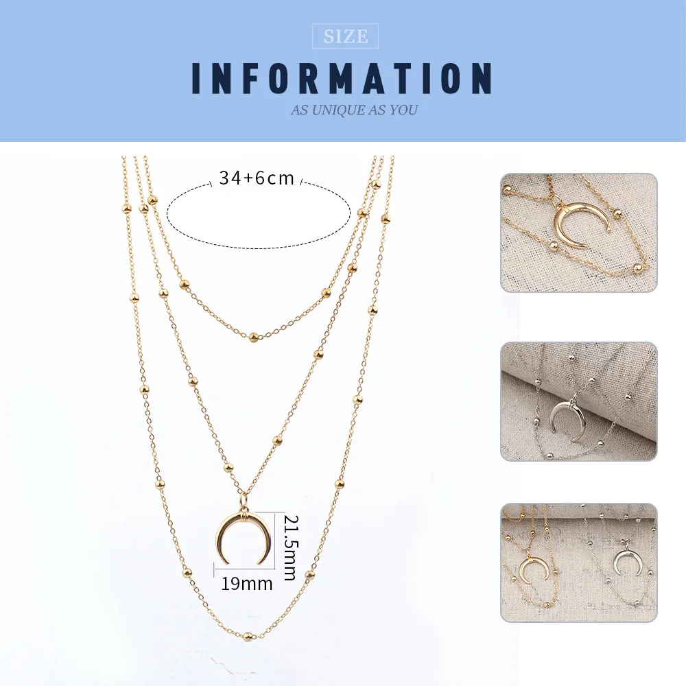 FINE4U N214 многослойное ожерелье-чокер из нержавеющей стали, ожерелье с подвеской в виде Луны, модные ювелирные изделия из четок