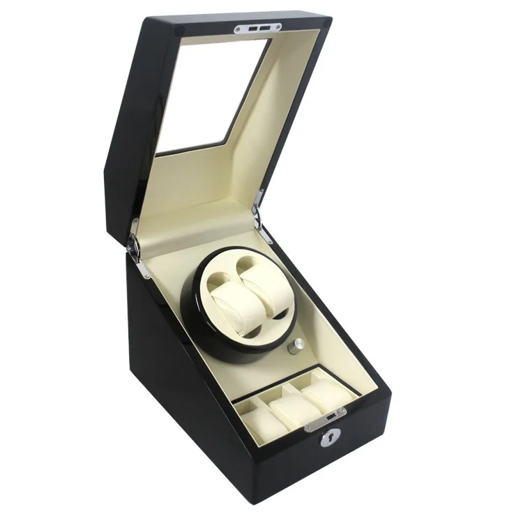 Top Quality 2 Automatic Wood Watch Winder + 3 Box Case Locksin Watch