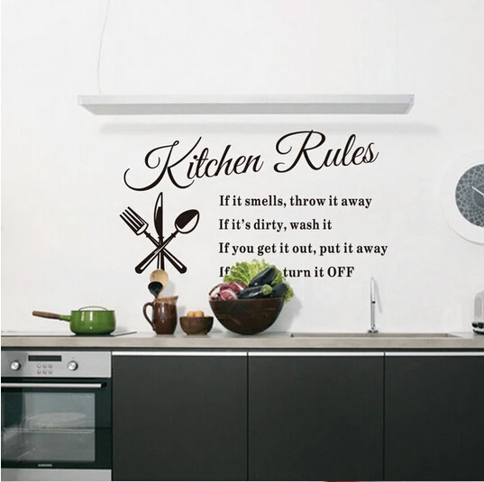 DIY Wall Stickers Kitchen Rules Decal Home Accessories Beautiful restaurant Decoration Kitchen Wall Stickers wall art