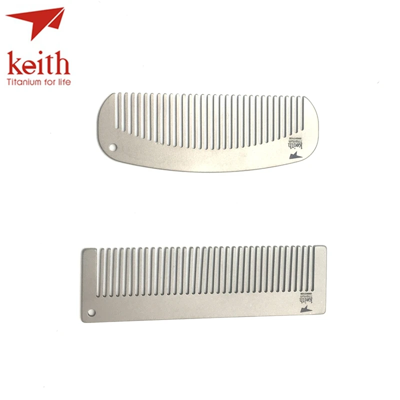  Keith Pure Titanium Outdoor Hair Comb Anti-static Travel Comb Durable For Men And Women Ultra Light