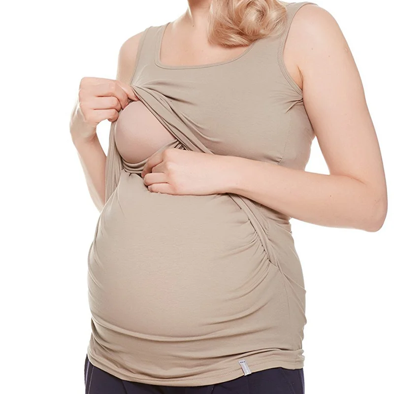 Топ для кормящих женщин, летняя свободная футболка без рукавов для кормления для беременных, Одежда для беременных