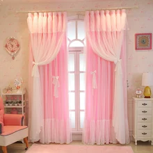 Luxury Solid 3 Colors White Lace Curtains For Living Room Japanese and Korean Style Curtains For