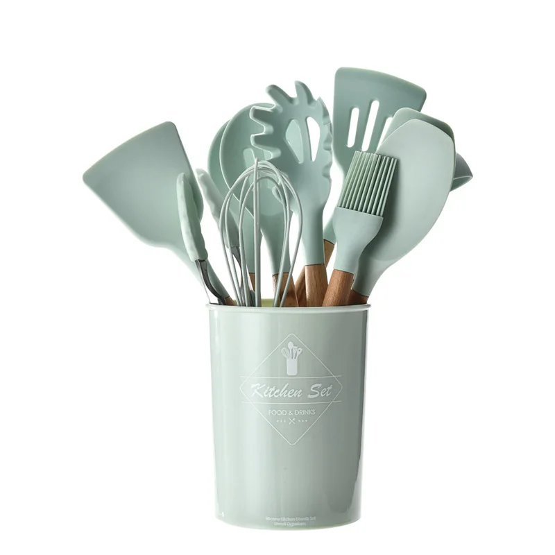 

12/9pc Reusable Cooking Kitchen Tools Set Premium Silicone Kitchen Cooking Utensils Set With Turner Tongs Spatula Spoon Turner