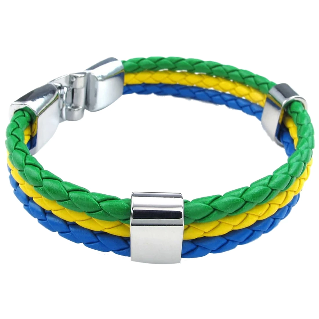 Jewelry Bracelet, Brazilian flag of Brazil Bracelet, Leather Alloy