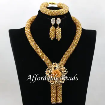 

Wholesale Nigerian Beads Jewelry Set Splendid African Wedding Set Popular Design Free Shipping HEB115