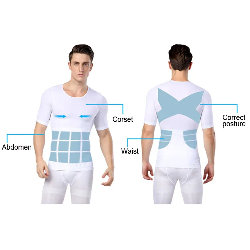 Najtaniej Mężczyźni Shaper lato stałe kompresji T Shirt mocne brzuszki brzucha Buster kamizelka kontroli odchudzanie ciała Shaper bielizna koszula