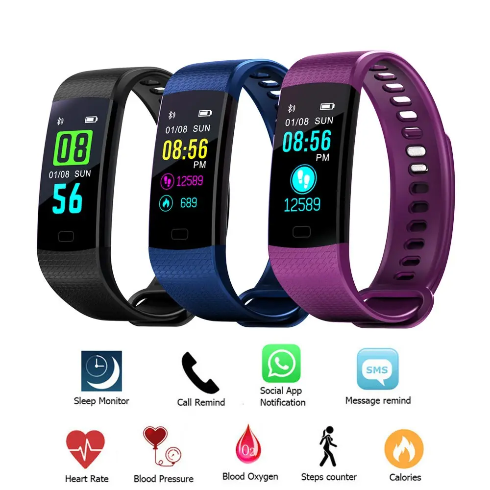 

HATOSTEPED Color Screen Bluetooth Smart Bracelet Heart Rate Fitness Bracelet Exercise Step Sleep Health Monitoring Smartband