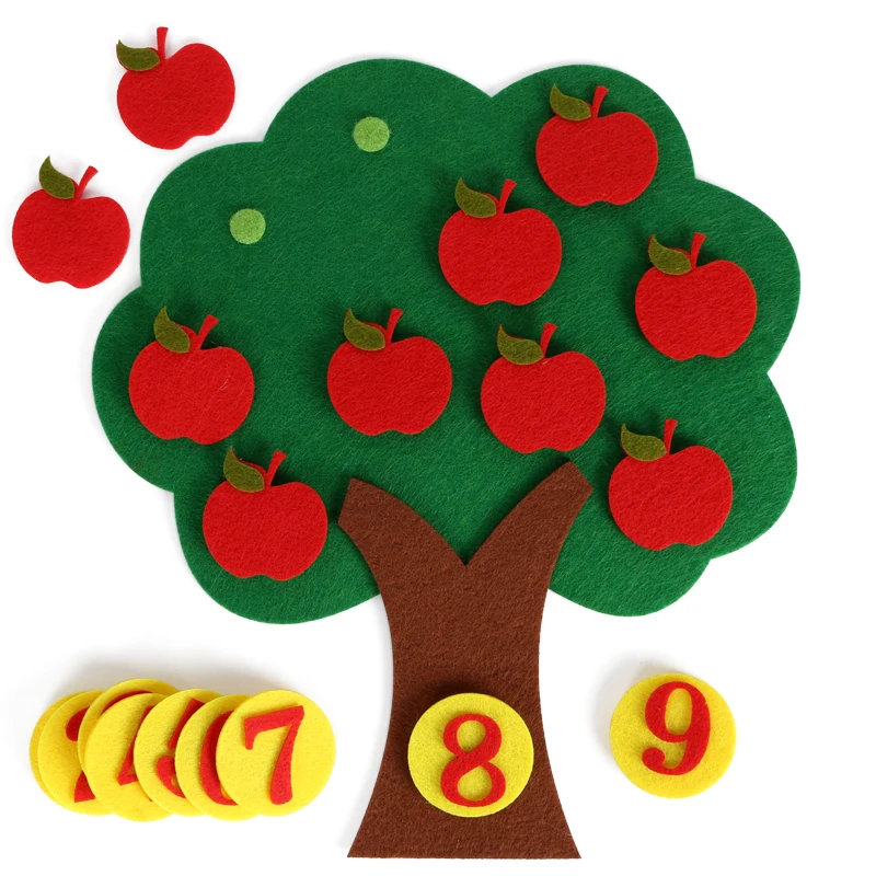 

DIY Felt Handmade Digital Pairing Apple Tree Learn Identify Number Nonwovens Materials Kindergarten Area Material Pack Felt Tree