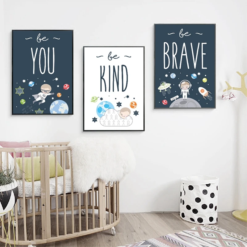 Space-Themed-Nursery-Wall-Art-Prints-Be-Brave-Be-Kind-Quotes-Canvas-Posters-Painting-Baby-Boy (5)