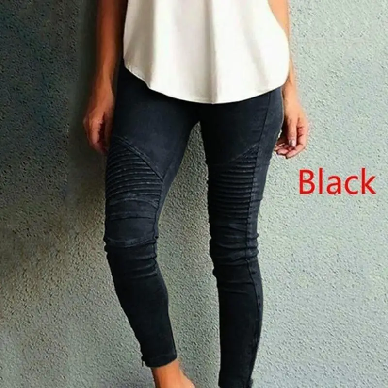 High elasticity Tight Pack legs zipper Pants Pleating Thin Buttocks