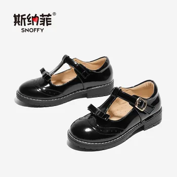 

Genuine Leather Children Shoes For Girls Party Wedding Dress Shoes Spring Autumn Red Black Kids Girls Bow Princess Shoes TX415
