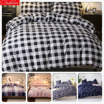 

Black White Plaid Duvet Cover Quilt Case Bedding Set Kids Child Soft Cotton Bed Linen Single Queen King Big Size 200x230 220x240