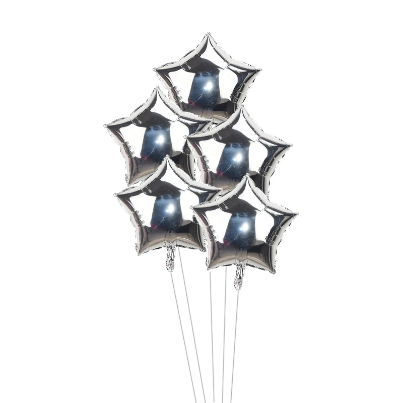 Stjärnformade Ballonger 5-Pack - Silver