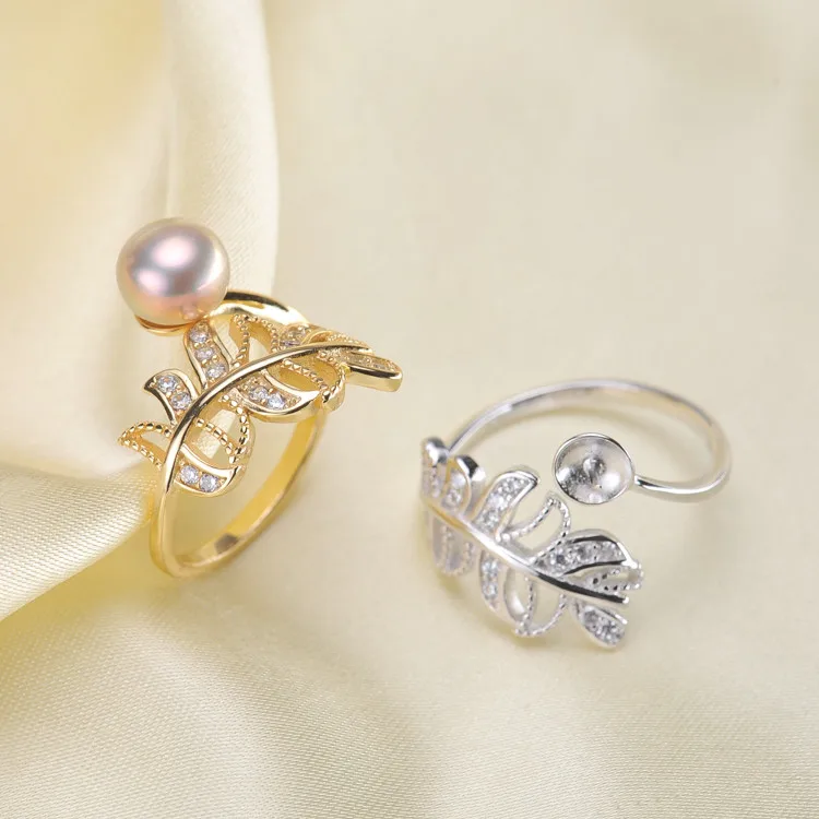 

Pearl Ring Settings, Fashionable Ring Findings, Adjustable Size 925 Silver Ring Jewelry DIY making No Pearl Free Shipping