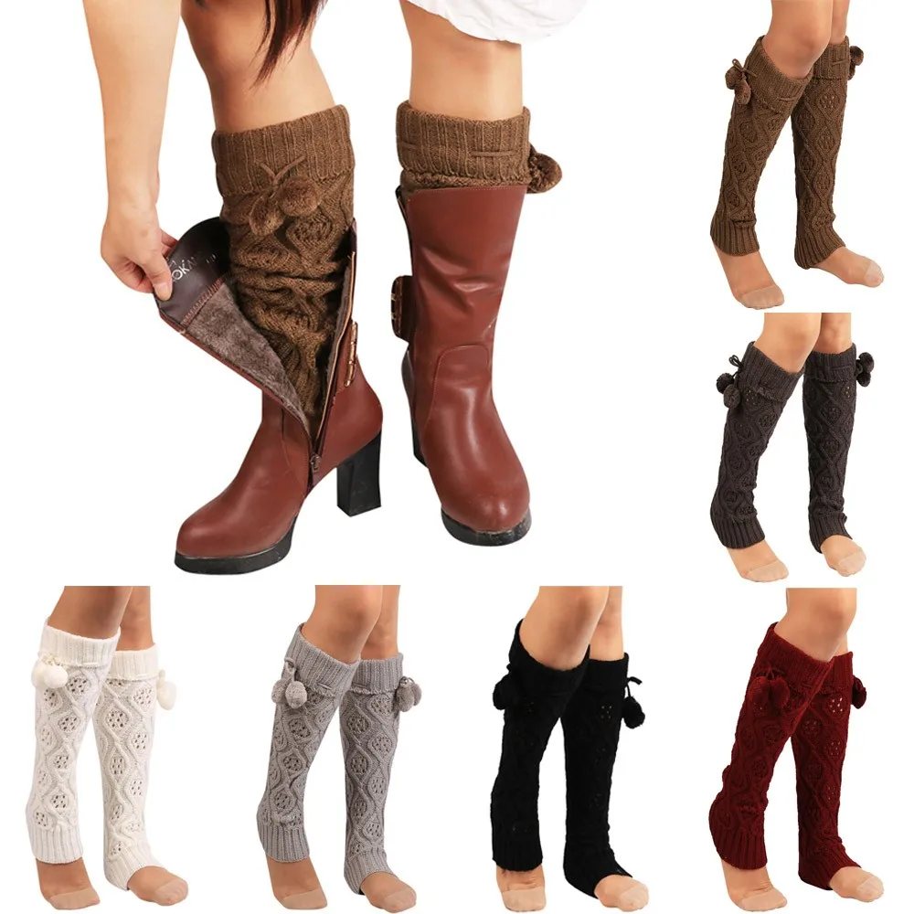 39cm Long Women Winter Leg Warmers Warm Boot Socks Two Balls calentadores de piernas mujeres гамаши гетры для танцев polainas