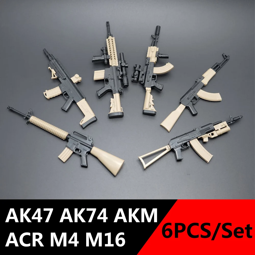 

1:6 1/6 Scale Action Figures Gun model Weapon Toys AK47 AK74 ACR M4 M16 Model Gun Set For 1/100 MG Bandai Gundam Toys For Kids