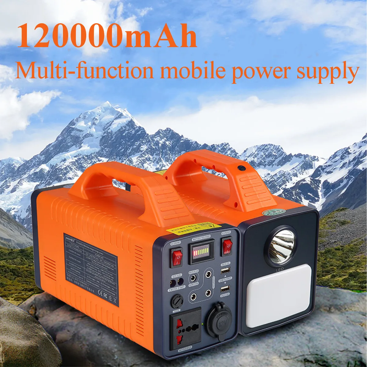 120000mAh 444Wh 300W Portable Solar Power Storage Generator Inverter Camping Light Multifunction Portable Mobile Power Supply