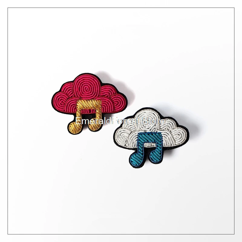 Indian Silk Handmade Embroidery Red Music Cloud Brooch Female Accessory Pins Decorate Baitie Emblem Tide | Дом и сад