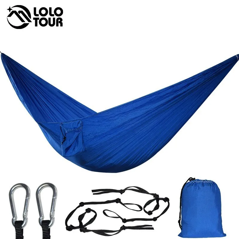 Camping Hammock Double Camp Hamac Portable Lightweight Nylon Fabric for