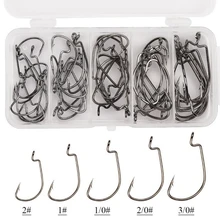 Шт. 50 шт. Crank Hook костюм с шт. 10 шт. для каждого размера 2#1#1/0#2/0#3/0# Высокоуглеродистая сталь рыболовный крючок морская Мормышка помочь рыболовный крючок