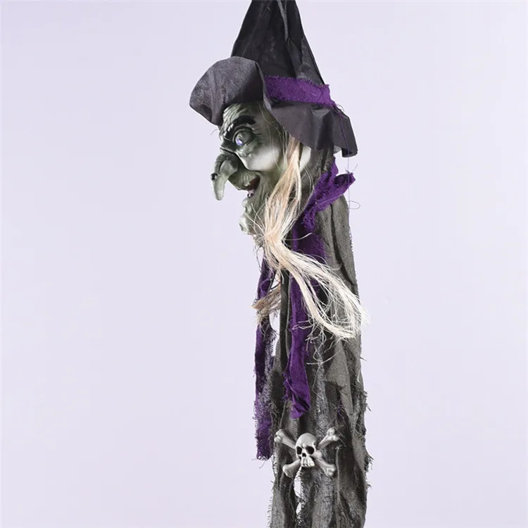 Halloween Horror Decoration House Hanging Black Witch Ornaments Halloween Creepy Prop Electric Haunted Doll Festival Witch Decor