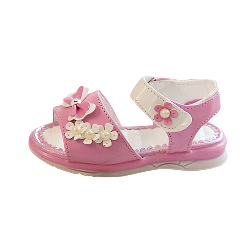 Желе сандалии для девочек детей младенческой Дети маленьких жемчуг бантом цветок обувь для принцессы сандалии# XTN