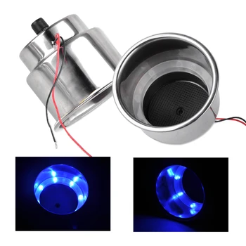 

DWCX 2Pcs 12V Blue 8 LED Recessed Stainless Steel Cup Drink Holder for Marine Boat Camper RV Car Truck 10.5x9cm ( 4.1x 3.5inch )