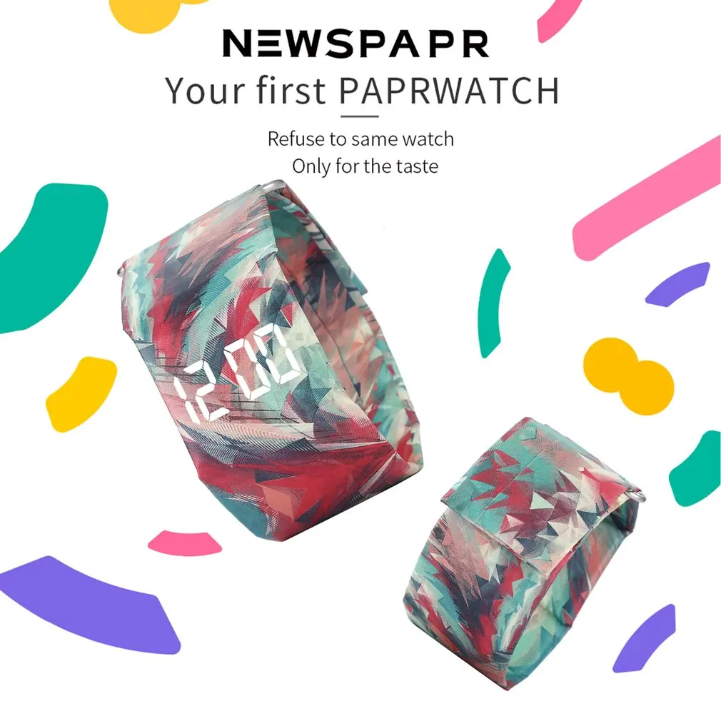 

Newspaper Paper Watch Life Waterproof Paper Strap Magnetic Closure Buckle Ultra Light LED Digital Watch for Men Women Stylish