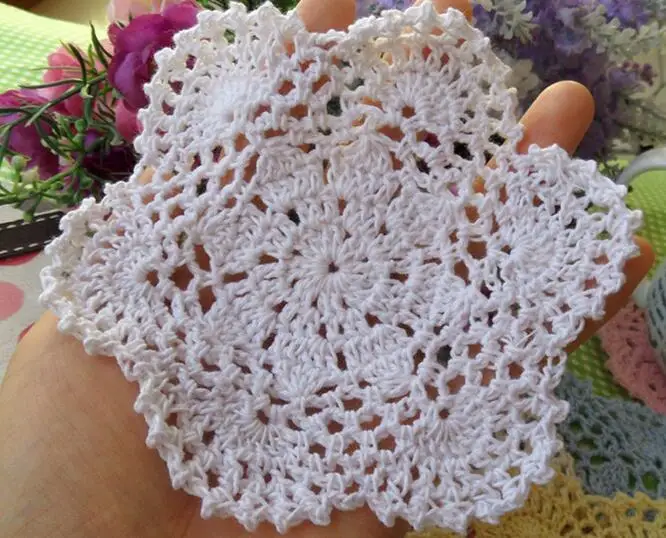 Хороший DIY крючком настольная салфетка-подложка ткани кружева хлопковая салфетка держатель кружки чашки обеденный круглый coaster ручной