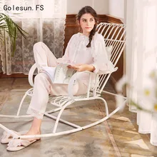 Новое поступление весна и осень Для женщин принцесса чистый хлопковые пижамы комплект леди пижамы Vestidos Pijama qgt052