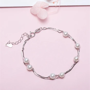 

LouLeur Real 925 Sterling Silver Natural Pearl Bracelets Romantic Design Chain Bracelet Argent 925 for Women charms Fine Jewelry