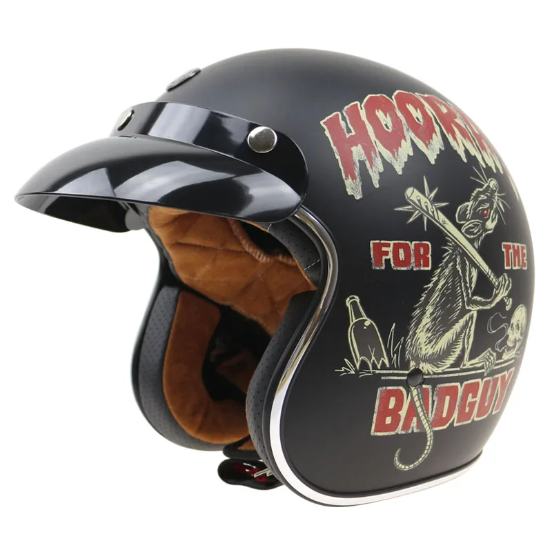 Винтажный мотоциклетный шлем E велосипедный шлем 3/4 Casco с солнцезащитными очками коврик черный готовый капитан Ретро мотоциклетный шлем
