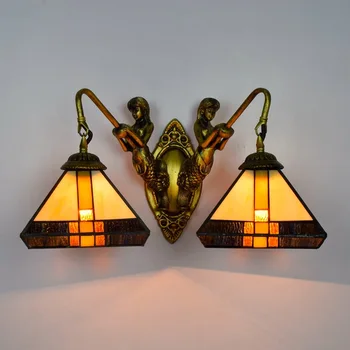 

fashion tiffany Mediterranean Mermaid mirror light fashion rustic wall lamp bed lamps