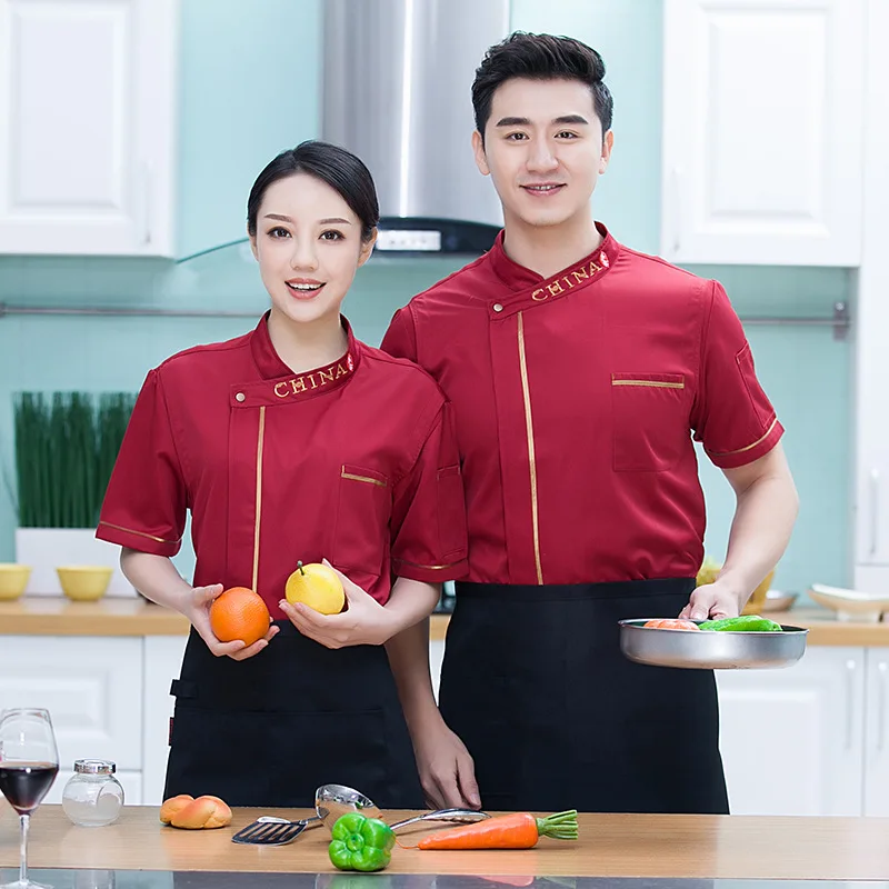 Chef Overalls Short Sleeve Restaurant Kitchen Chef Service Breathable