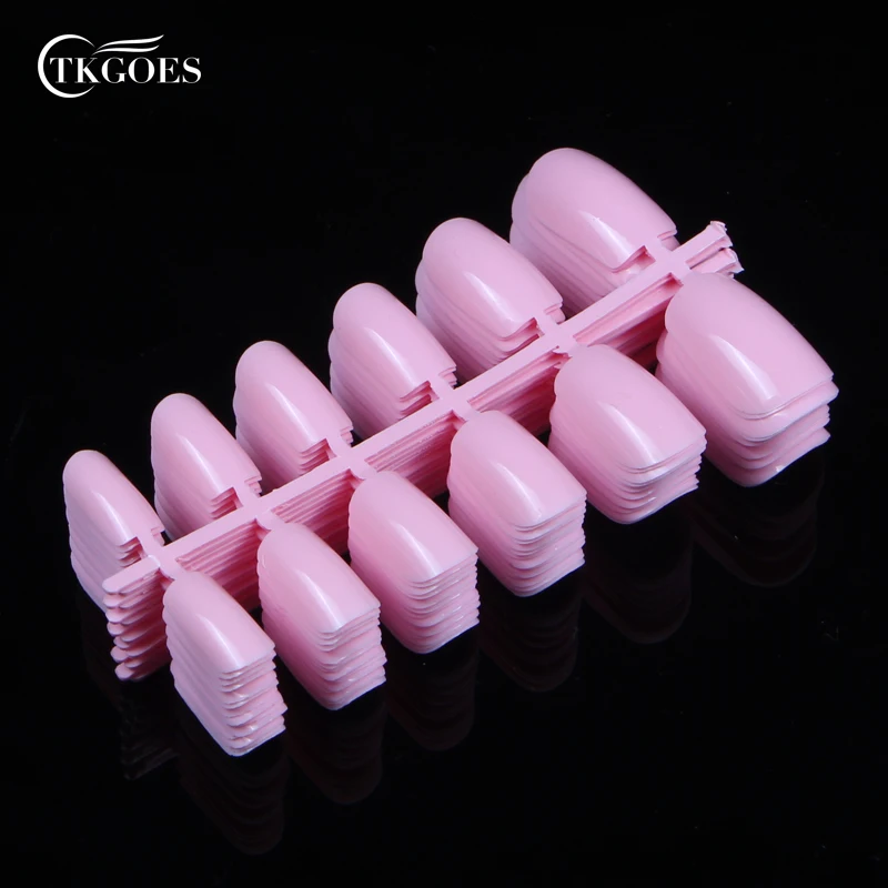 

TKGOES Free Shipping for 3 Packs 120pcs Nail Tips Short Design Fake Nails Full Cover False Acrylic Nails Artificial Light Pink