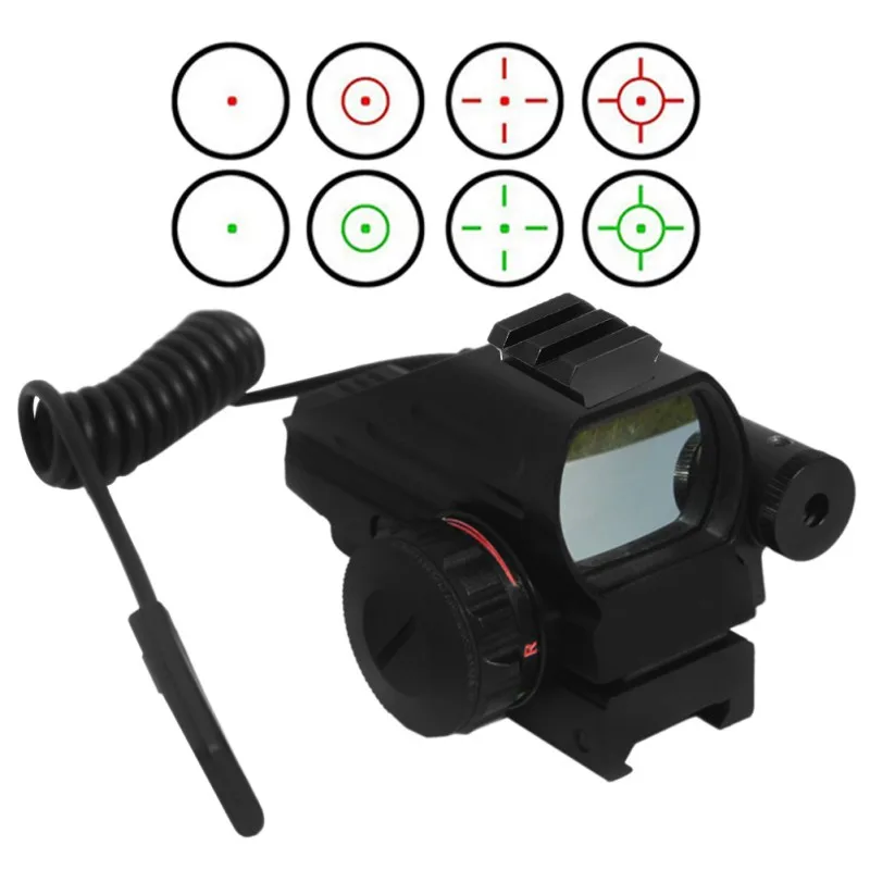 

20mm Hunting RifleScope Optics Holographic Green Red Dot Reflex Sight with 4 Various Reticle Rails Mount Accessories