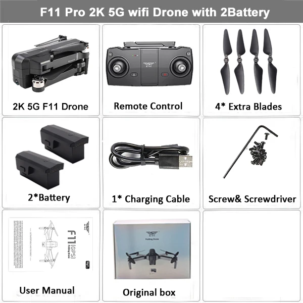 SJRC F11 Pro gps Дрон с 2K широкоугольной камерой 5G Wifi 500m FPV Бесщеточный Квадрокоптер 28 минут время полета Радиоуправляемый Дрон VS SG906 B4W - Color: 2K 2B BX