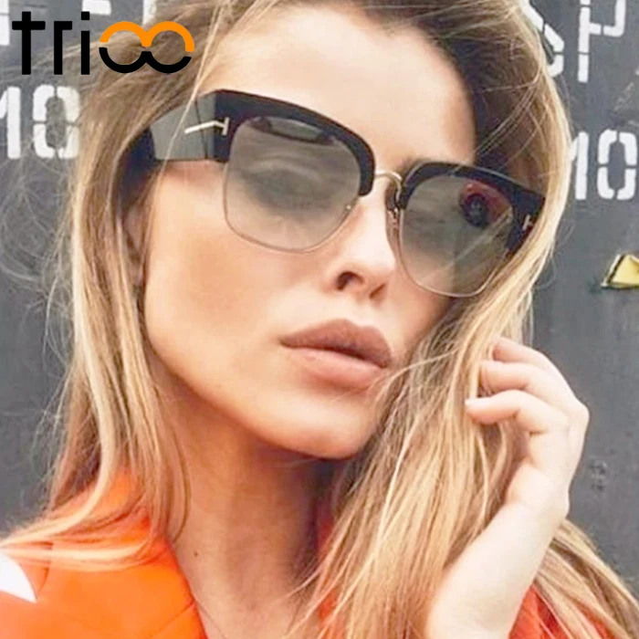 Модные дизайнерские солнцезащитные очки TRIOO женские большого размера с