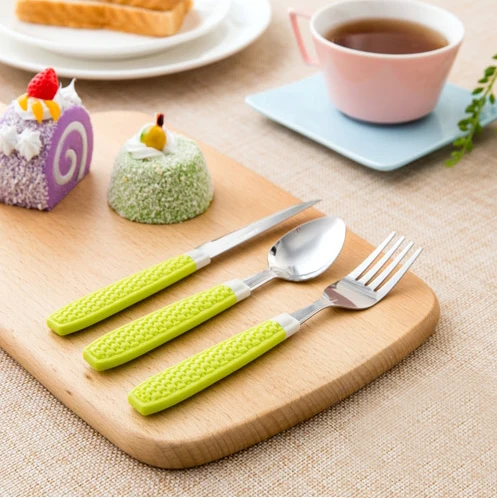 Stainless steel fork spoon dinner knife portable tableware dinnerware set three piece | Дом и сад
