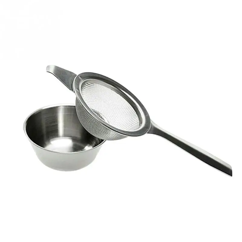 

Tea Strainer and Drip Bowl Kitchen Tool Long Handle Tea Filter Hanging Mini Stainless Steel High Quality #05