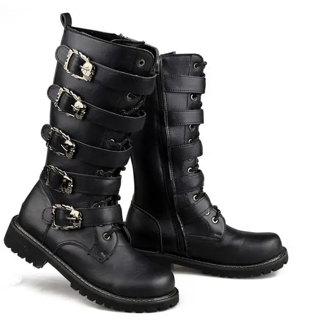 meados de bezerro botas de combate militar