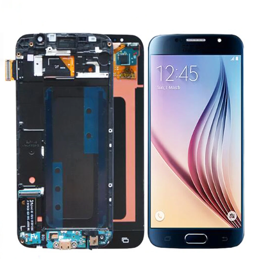 

Original Super AMOLED 5.1'' For Samsung Galaxy S6 LCD Display Touch Screen Digitizer Assembly Frame For Samsung S6 Display G920F