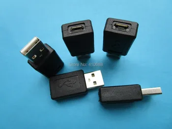 

100 pcs USB Male Plug to Micro USB 5Pin Female Jack Adapter Connector Black Color