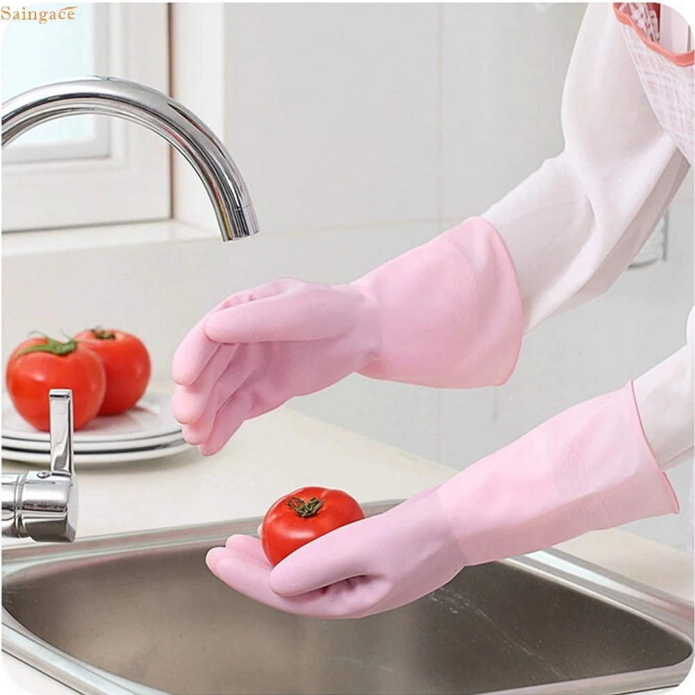 Saingace Waterproof Rubber Latex Gloves For Dish Washing Laundry