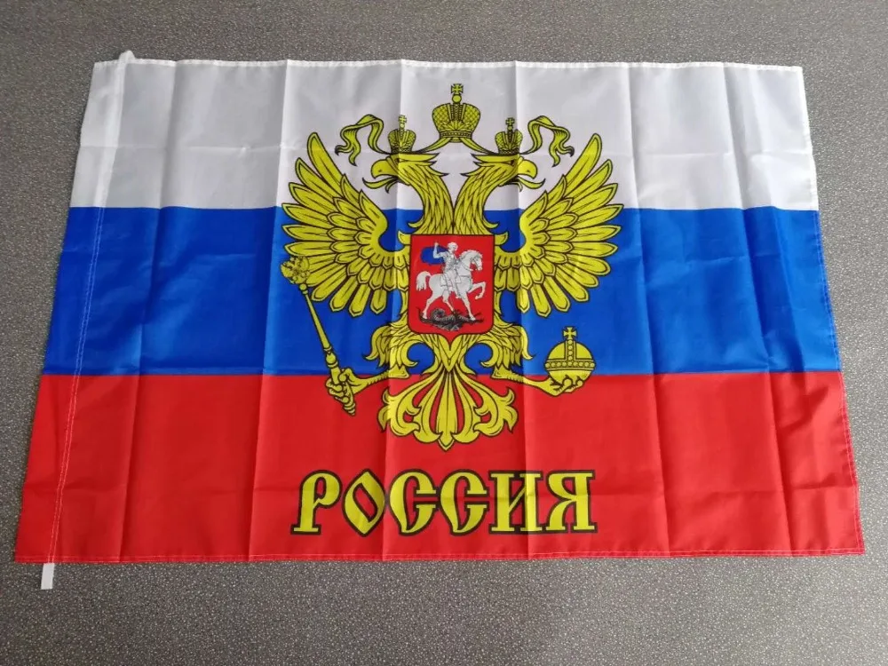 Johnin 90x135 см поднимающийся вперед российский флаг с национальным гербом|Флаги