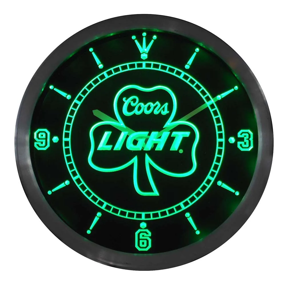 nc0005 Coors Light Shamrock Bar Beer Neon Sign LED Wall Clockin Wall