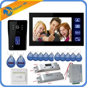 

New 7inch Monitor video door phone intercom system+NC Electric Mortise Fail Safe Electric Drop Bolt Lock+Power Supply+Door Exit